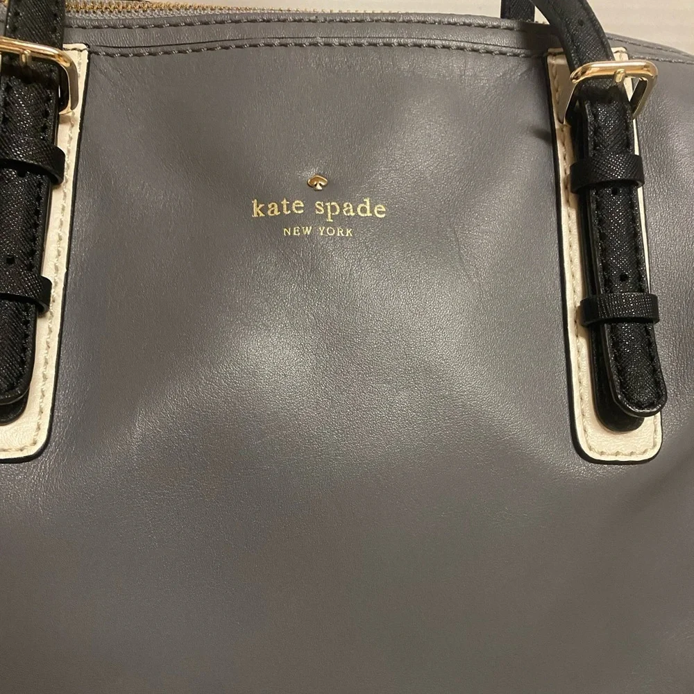 kate spade Gray and Black Sophisticated Leather Bedford Satchel